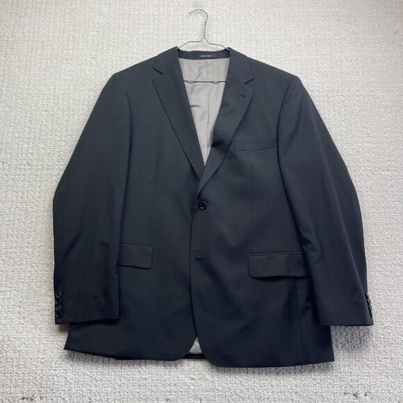 Hugo Boss Pasolini Movie Wool Blazer Men 46R Black w/ Blue Pinstripe Sport Coat* - Picture 1 of 16